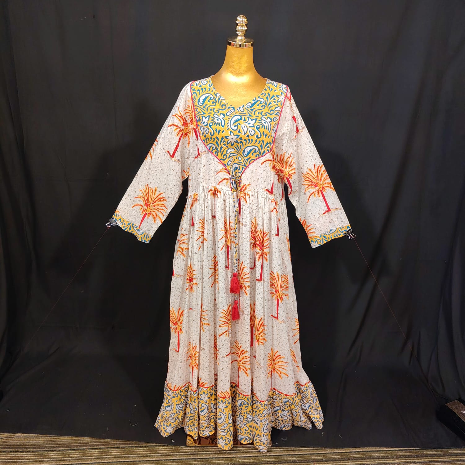 2XL-3XL Zaria Printed Cotton Dress 57" Long Jalabiya