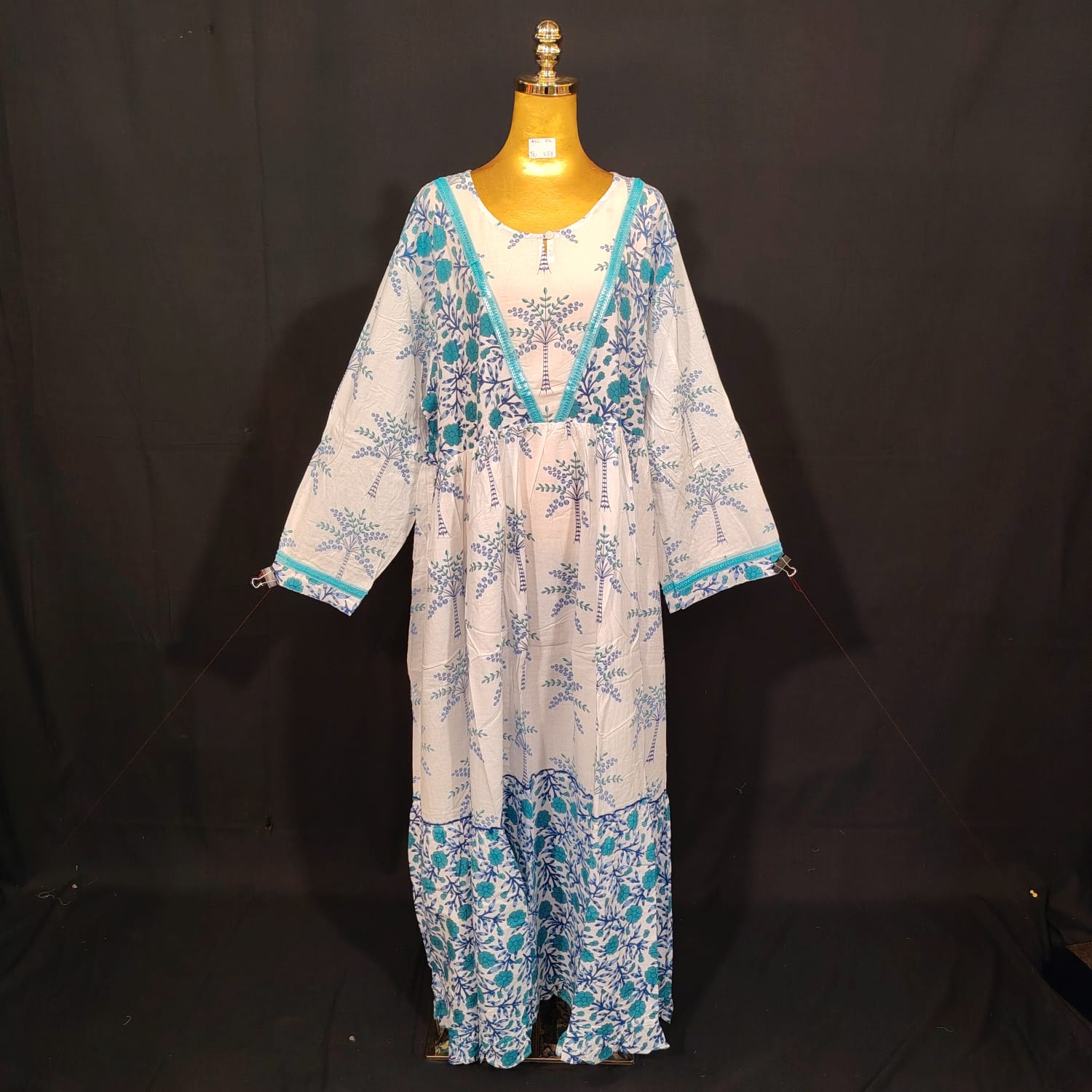 4XL-5XL Zahida Printed Cotton Dress 57" Long Jalabiya
