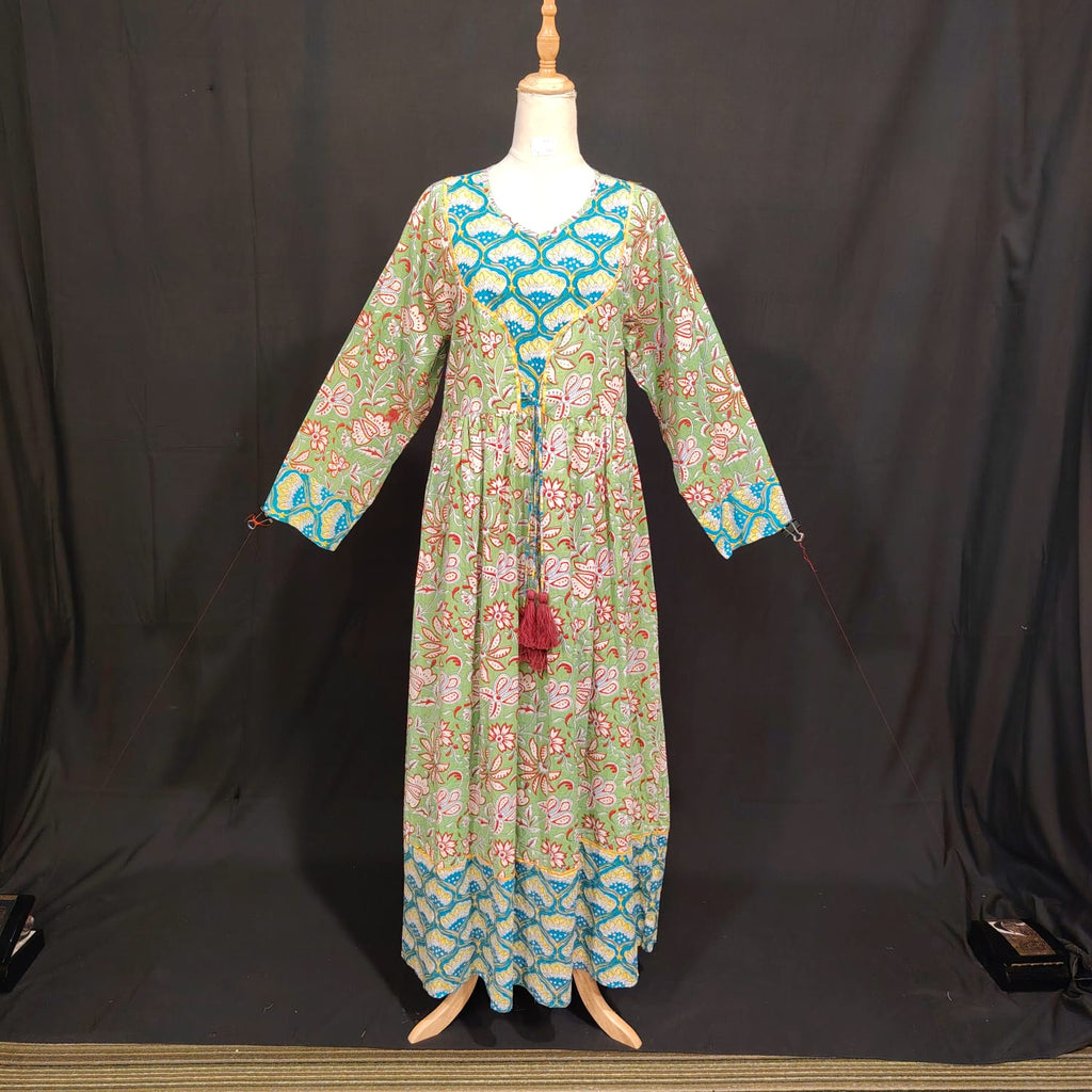 S-M Zaria Cotton Printed Dress 57" Long Jalabiya