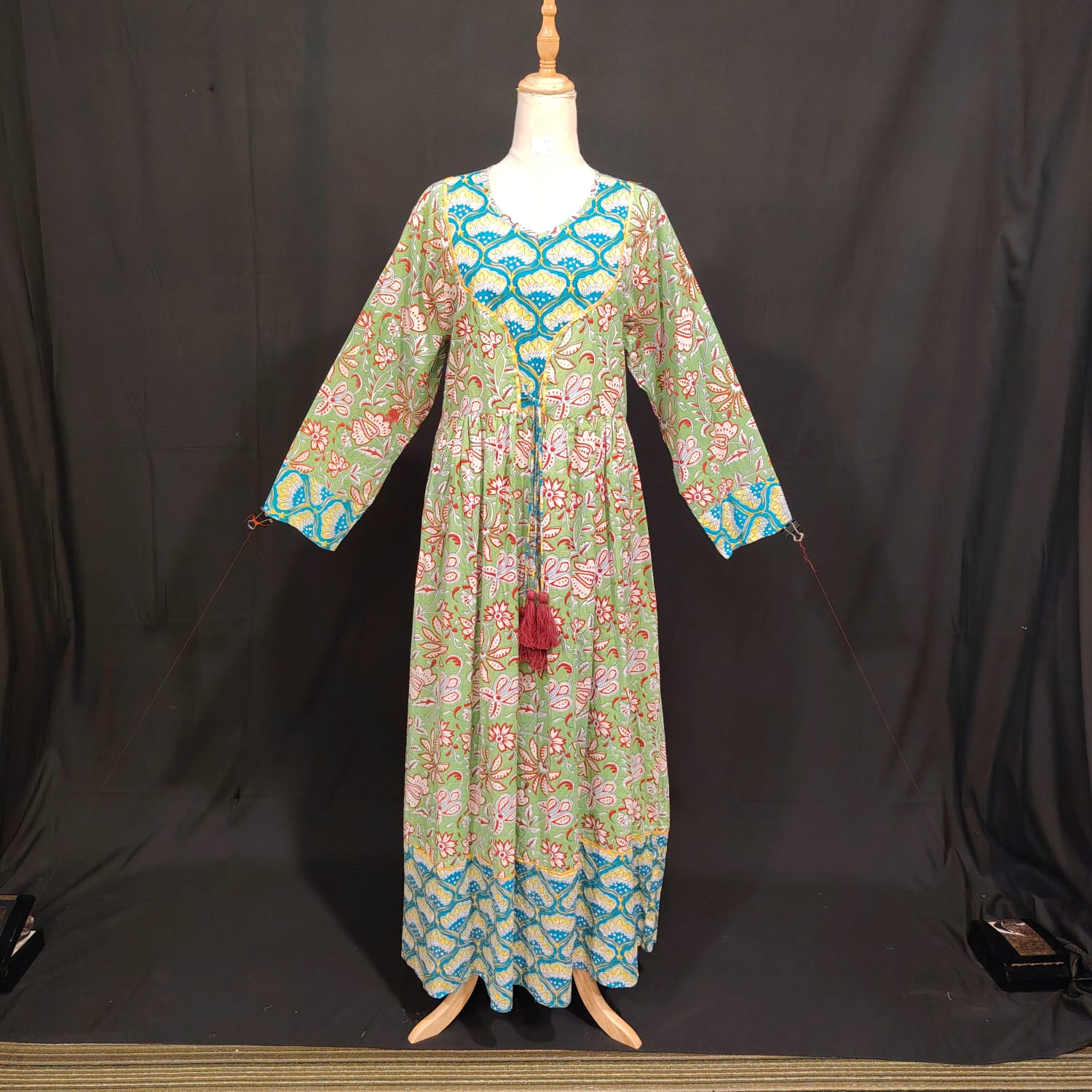 S-M Zaria Cotton Printed Dress 57" Long Jalabiya