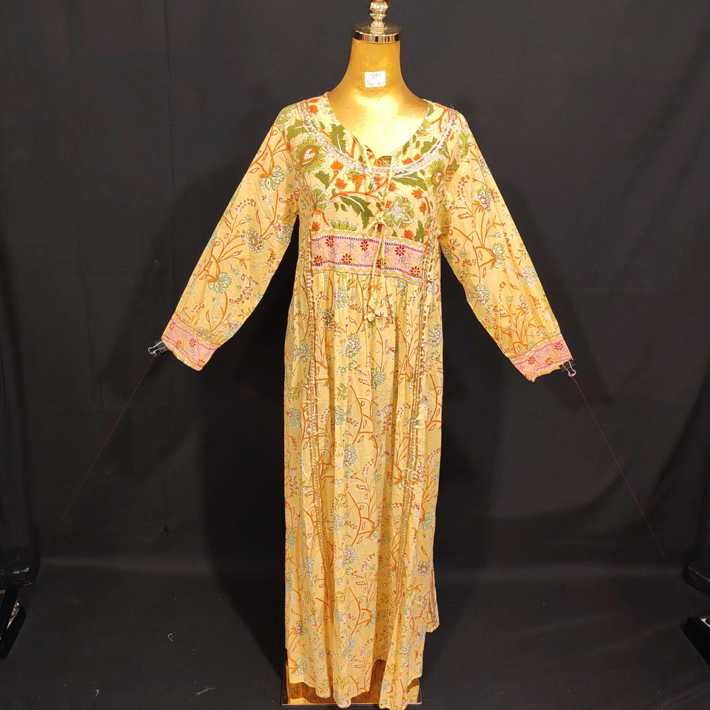 S/M Zayla Printed Cotton Dress 57" Long Jalabiya