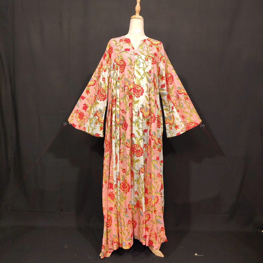 2XL-3XL Zahida Printed Cotton Dress 57" Long Jalabiya