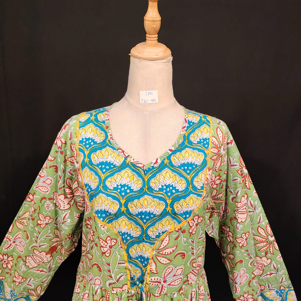 S-M Zaria Cotton Printed Dress 57" Long Jalabiya