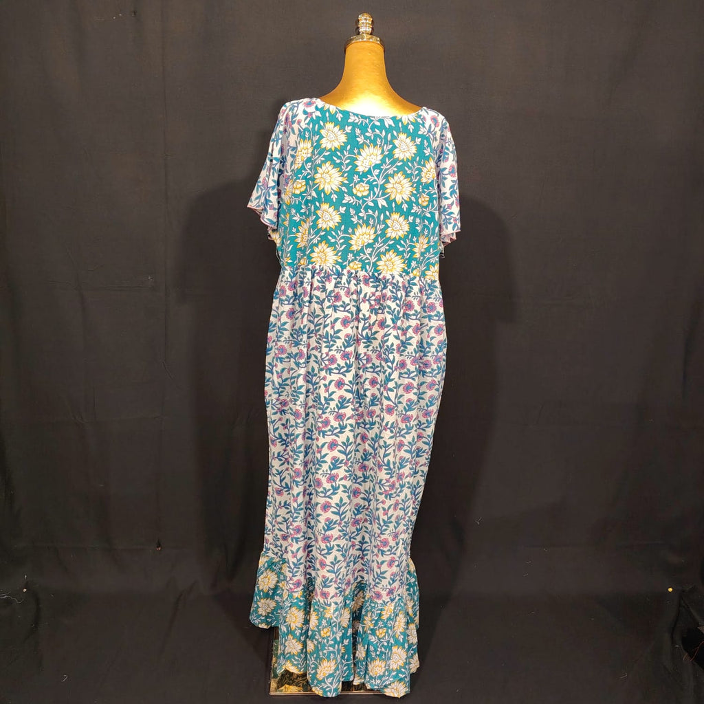 2XL-3XL Zeba Printed Cotton Dress 57" Long Jalabiya