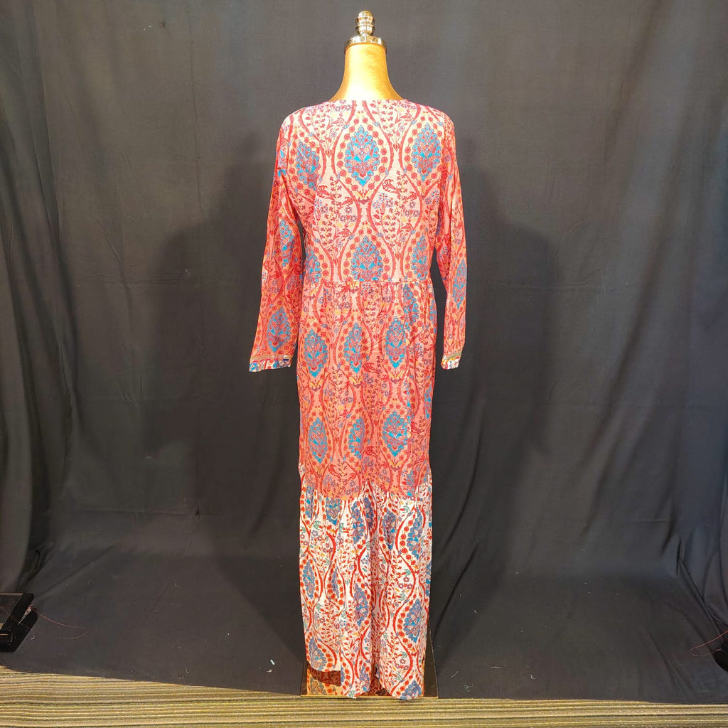 L-XL Zahida Cotton Printed Dress 57" Long Jalabiya