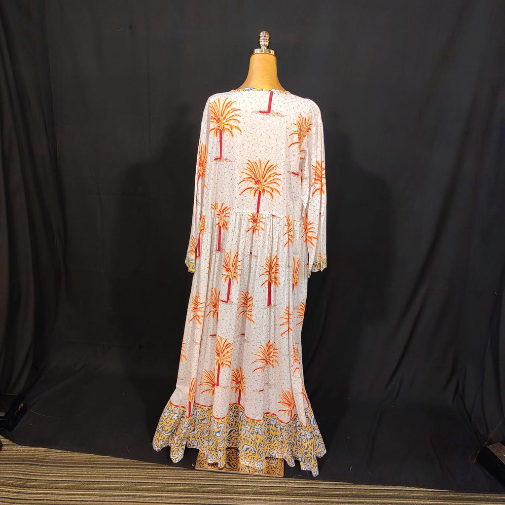 2XL-3XL Zaria Printed Cotton Dress 57" Long Jalabiya