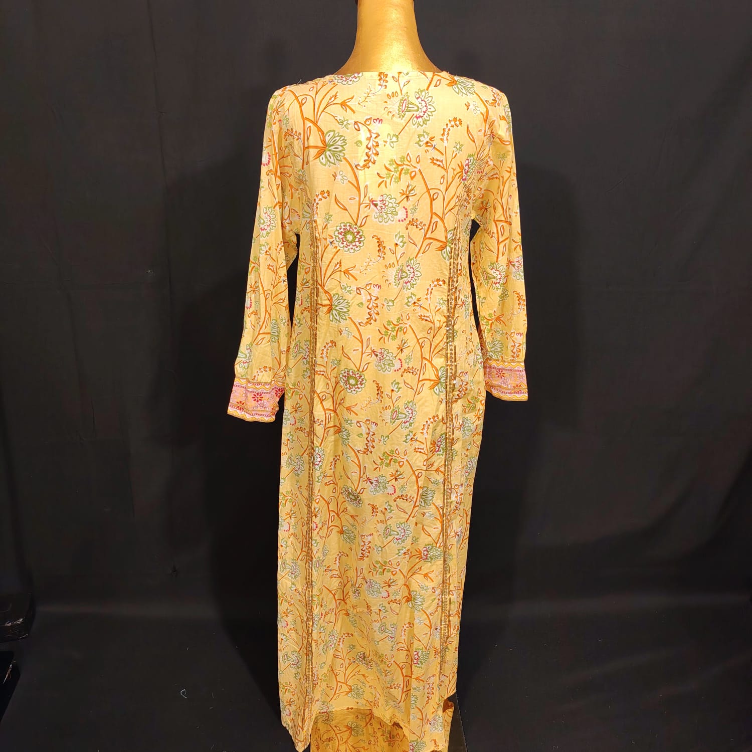 S/M Zayla Printed Cotton Dress 57" Long Jalabiya